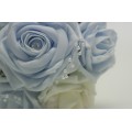 Bridal Wedding Posy with Baby Blue and Ivory Roses
